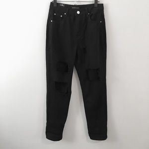 Black mom jeans with rips
